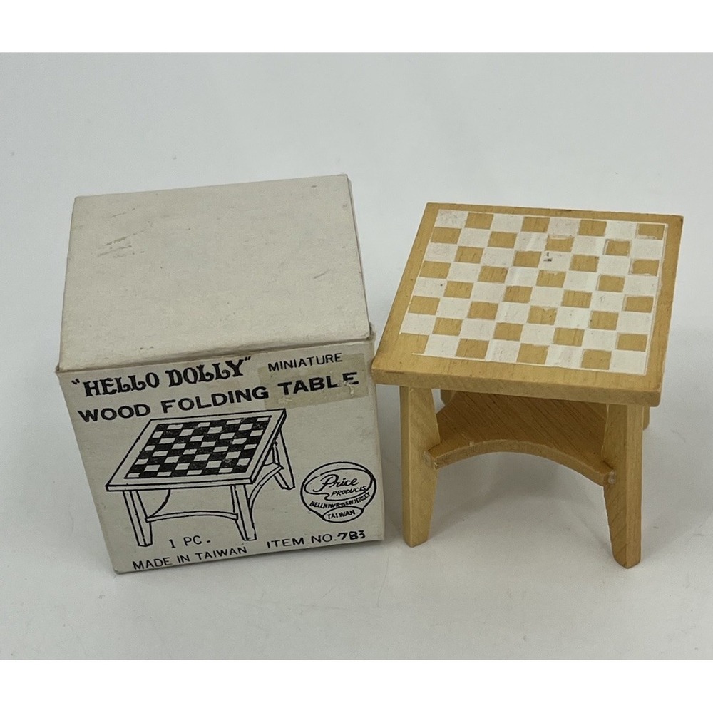 Vintage Hello Dolly Miniature Dollhouse Table Checkerboard Top Price Products